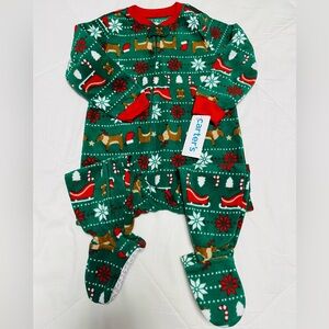 NWT Carter’s 2T Holiday Christmas Fleece Full Zip Footie Pajamas